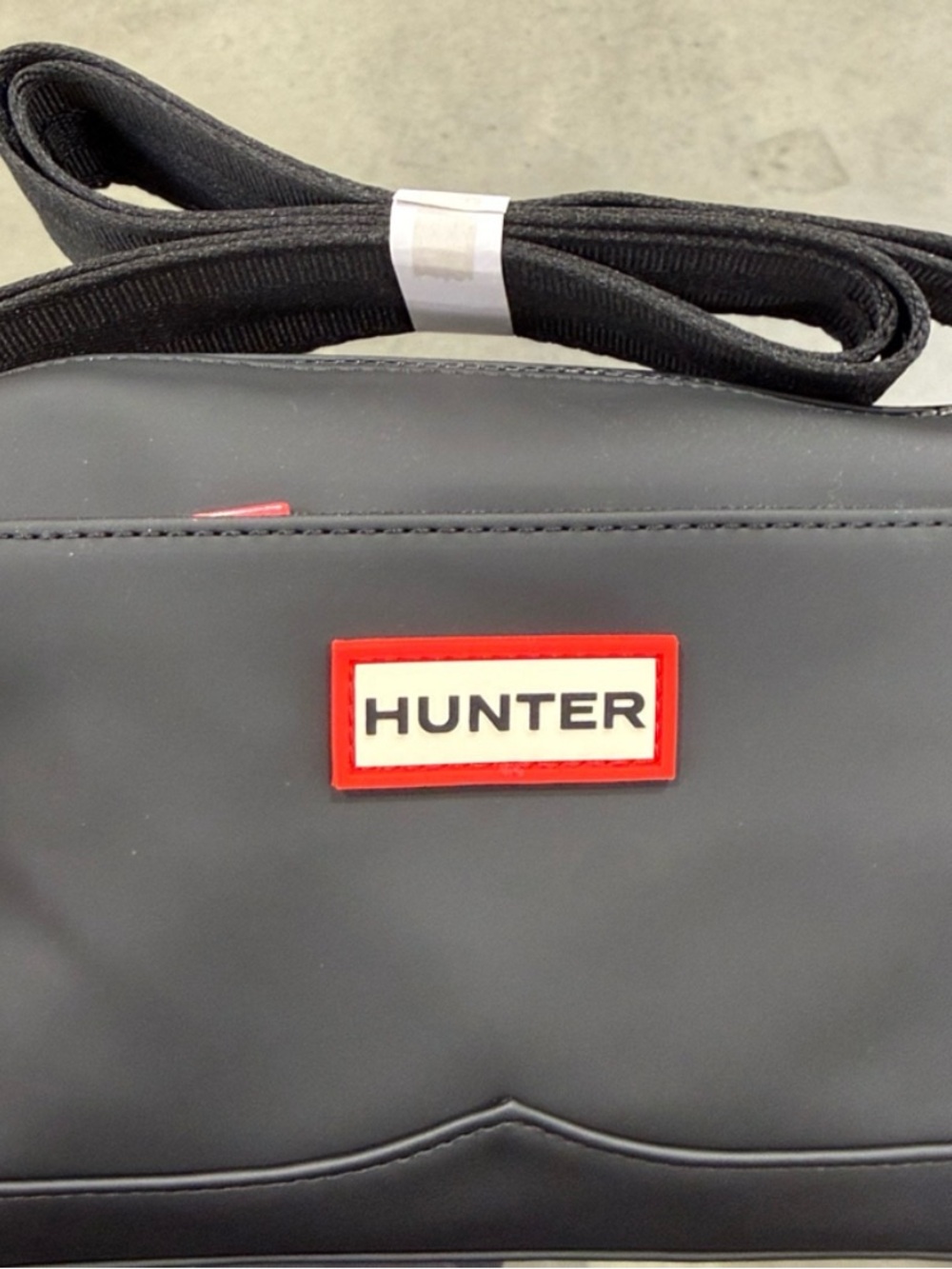 Hunter Black crossbody Bag with Red-Trim Logo